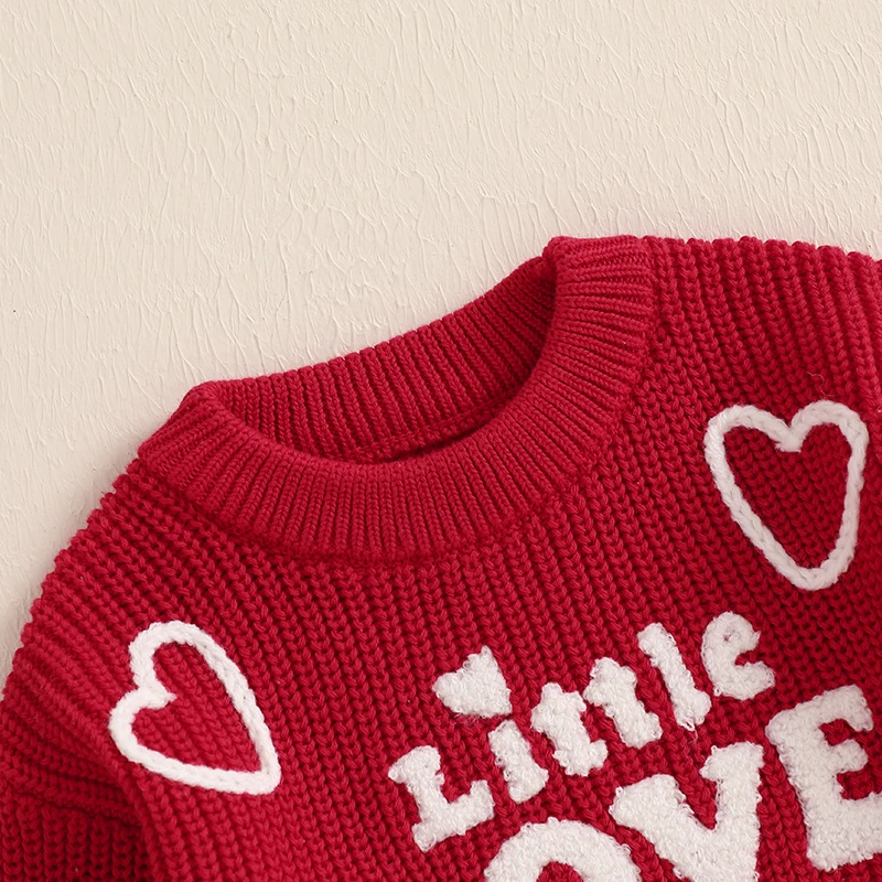 0-3Years Baby Boys Girls Sweaters Fall Winter Warm Knitwears Fashion Love Heart Letter Pattern Long Sleeve Crew Neck Pullovers