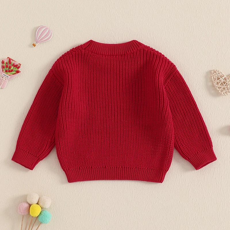 0-3Years Baby Boys Girls Sweaters Fall Winter Warm Knitwears Fashion Love Heart Letter Pattern Long Sleeve Crew Neck Pullovers