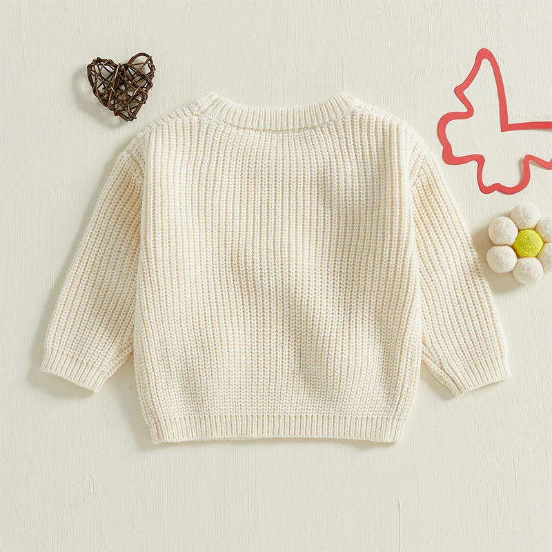 Adorable Baby Girl Autumn Pullover Sweater with 3D Bow Detail Cozy Long Sleeves and Crew Neck for Cold Weather Warmth