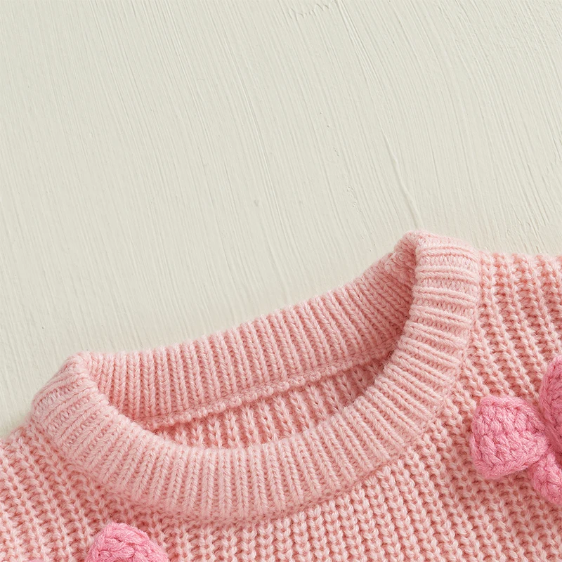 Adorable Baby Girl Autumn Pullover Sweater with 3D Bow Detail Cozy Long Sleeves and Crew Neck for Cold Weather Warmth