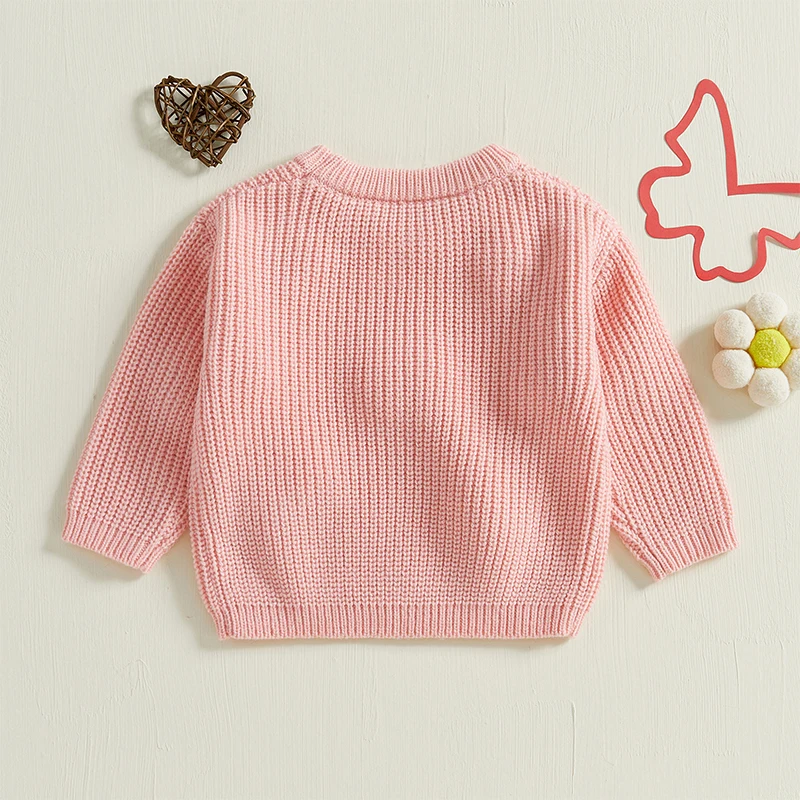 Adorable Baby Girl Autumn Pullover Sweater with 3D Bow Detail Cozy Long Sleeves and Crew Neck for Cold Weather Warmth