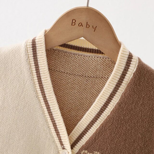 Kids Sleeveless V-Neck Sweater Vest with Bear Print Button Down Pullover Knitted Tank Top for Toddlers