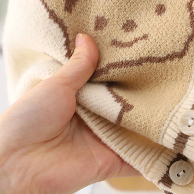Kids Sleeveless V-Neck Sweater Vest with Bear Print Button Down Pullover Knitted Tank Top for Toddlers - Image 2