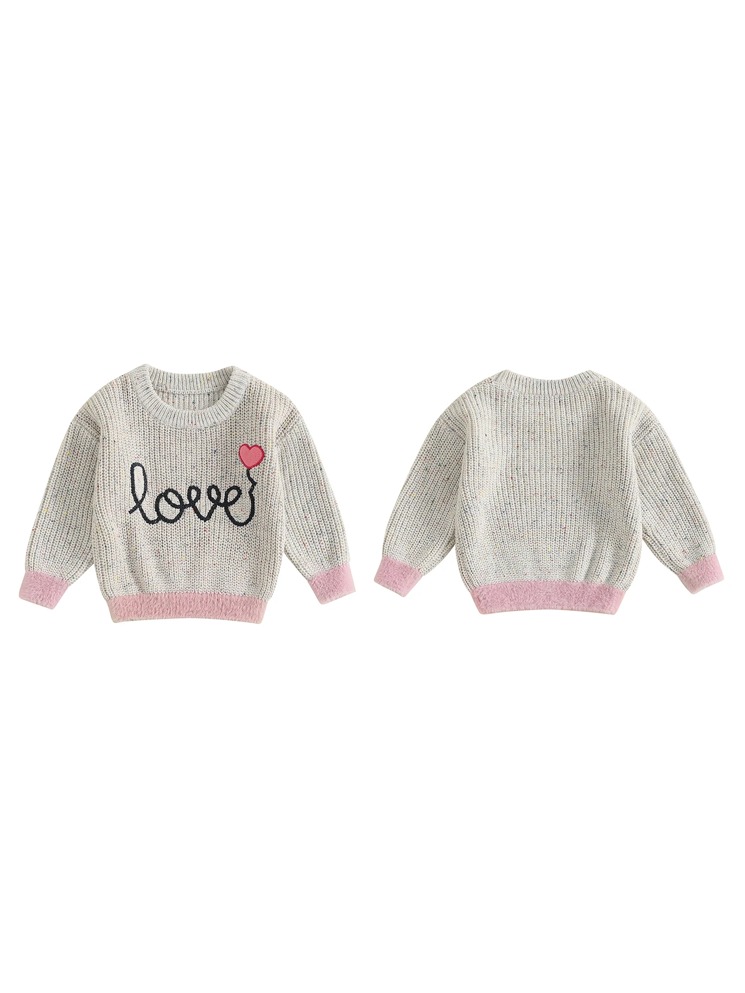 Adorable Toddler Girls Winter Sweaters Cute Bear Print Warm Long Sleeve Crew Neck Baby Girls Knit Pullovers Cozy Outfits