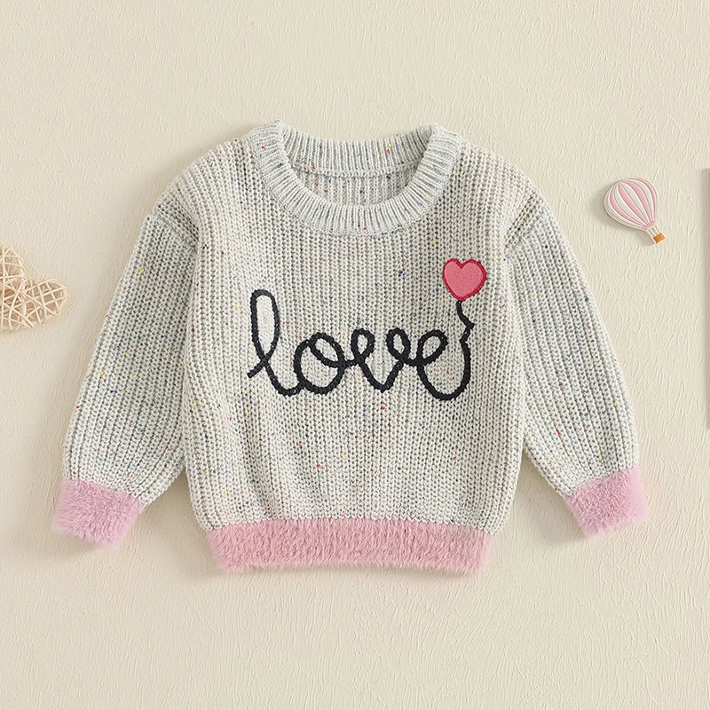 Adorable Toddler Girls Winter Sweaters Cute Bear Print Warm Long Sleeve Crew Neck Baby Girls Knit Pullovers Cozy Outfits