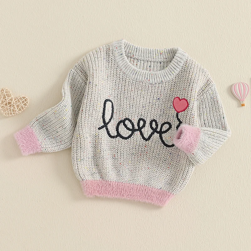 Adorable Toddler Girls Winter Sweaters Cute Bear Print Warm Long Sleeve Crew Neck Baby Girls Knit Pullovers Cozy Outfits