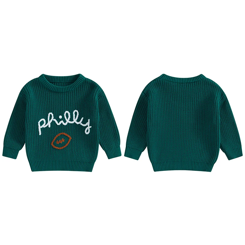 Newborn Baby Boys Sweater Autumn Winter Rugby Embroidery Warm Knitted Long Sleeves Pullovers Toddlers Fashion Knitwears Jumpers