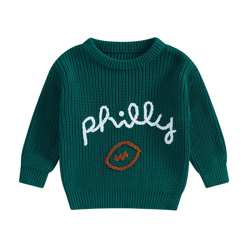 Newborn Baby Boys Sweater Autumn Winter Rugby Embroidery Warm Knitted Long Sleeves Pullovers Toddlers Fashion Knitwears Jumpers