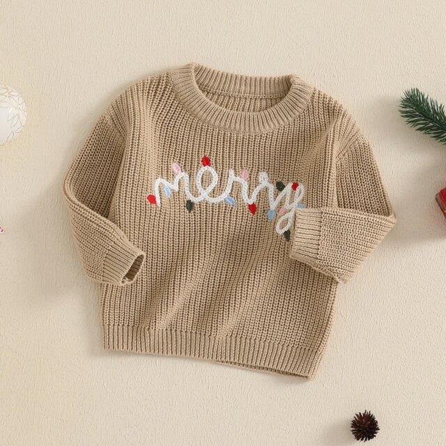 Children s Holiday Sweaters Cozy Winter Knitwear Festive Pullovers Warm Jumper Tops with Cute Embroidered Designs - Image 5
