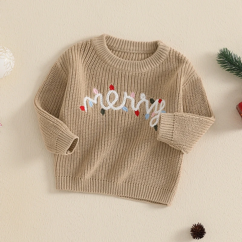 Children s Holiday Sweaters Cozy Winter Knitwear Festive Pullovers Warm Jumper Tops with Cute Embroidered Designs