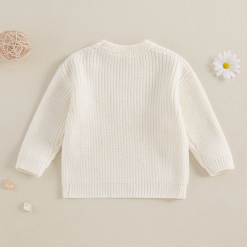 Adorable Toddler Girl Sweater with Delicate Bow Detailing Cozy Knitwear for Infants Long Sleeve Pullover for Casual Warmth