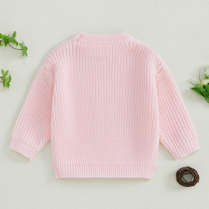 Adorable Toddler Girl Sweater with Delicate Bow Detailing Cozy Knitwear for Infants Long Sleeve Pullover for Casual Warmth