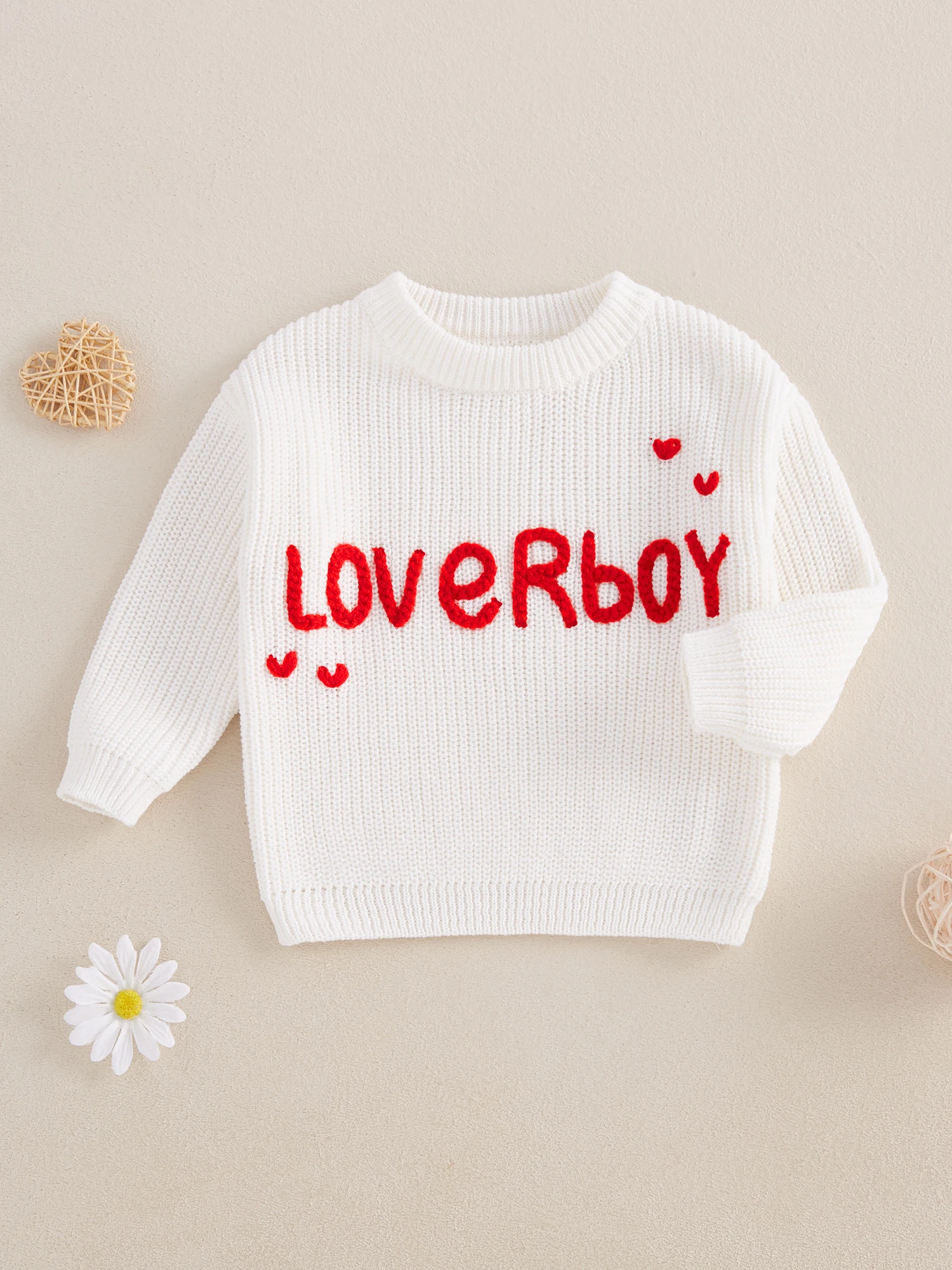 Toddler Boy Long Sleeve Round Neck Sweaters with Cute Animal Embroidery Knit Pullovers Winter Warm Tops for Kids