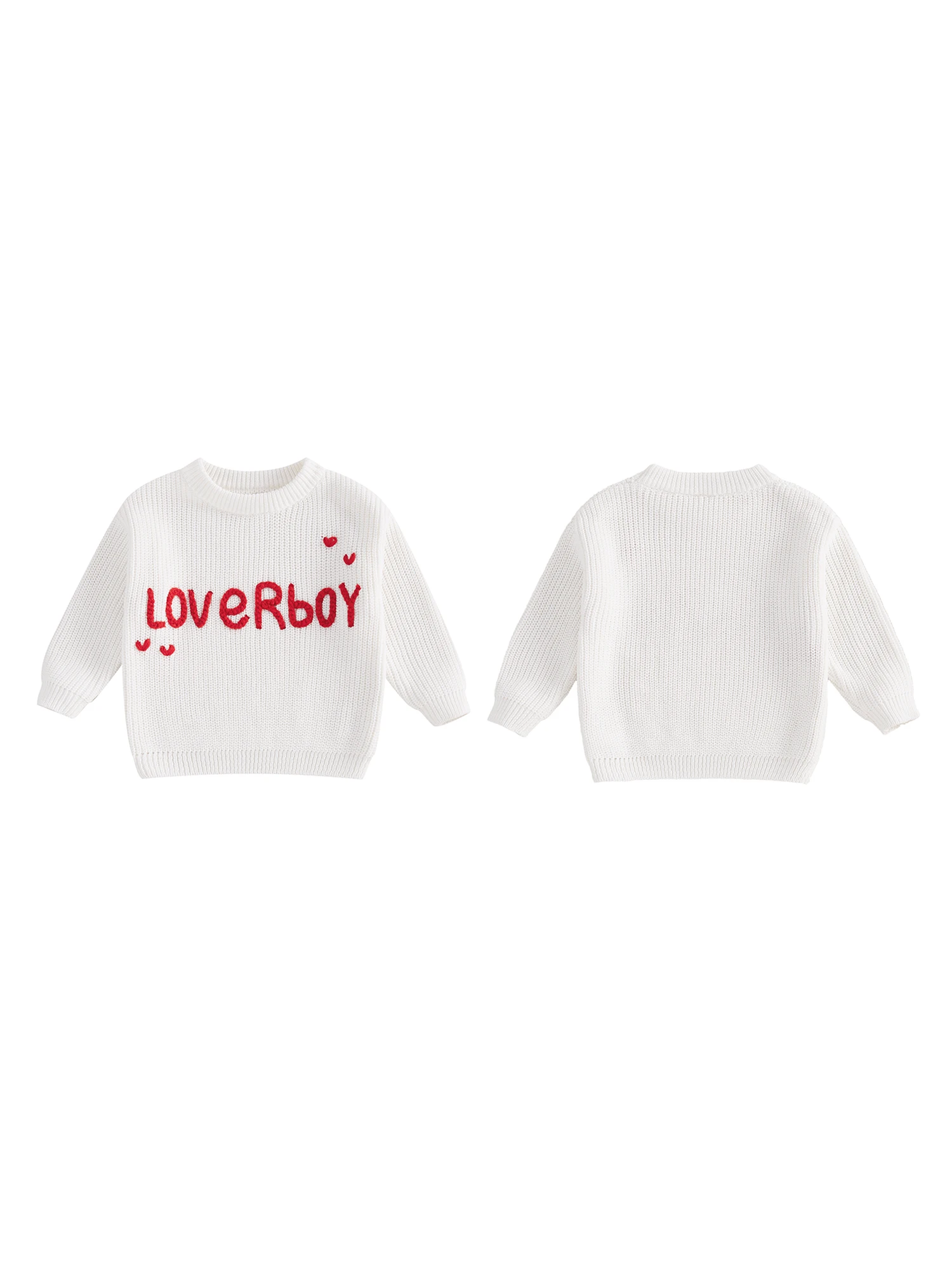 Toddler Boy Long Sleeve Round Neck Sweaters with Cute Animal Embroidery Knit Pullovers Winter Warm Tops for Kids