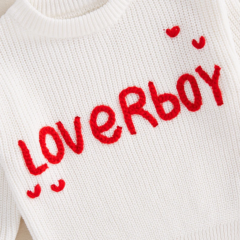 Toddler Boy Long Sleeve Round Neck Sweaters with Cute Animal Embroidery Knit Pullovers Winter Warm Tops for Kids