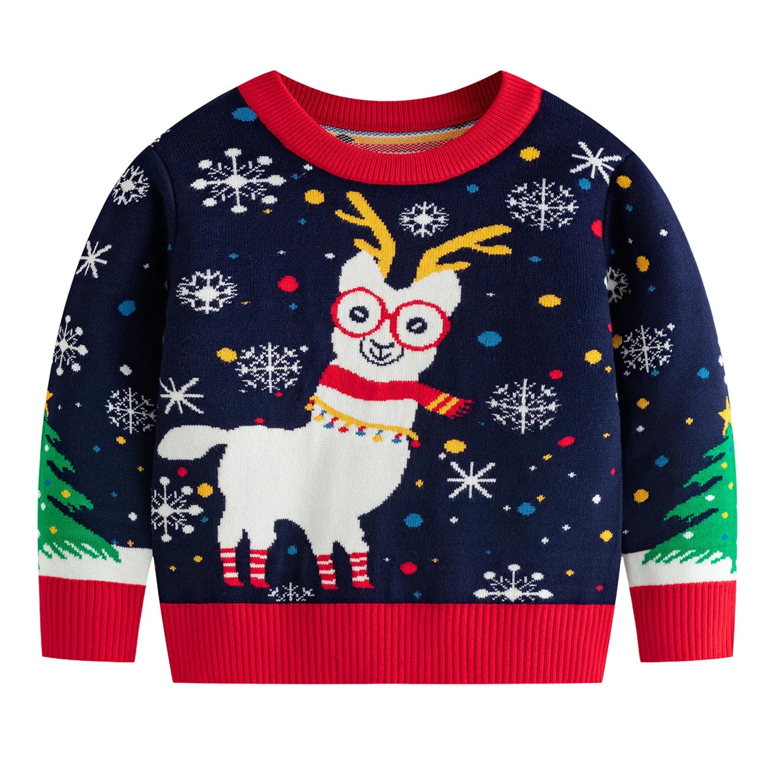 2024 Christmas Sweaters Autumn Winter Kids Warm Pullovers Baby Cartoon Knitted Sweaters Children Clothes Boys Girls Xmas Jumper