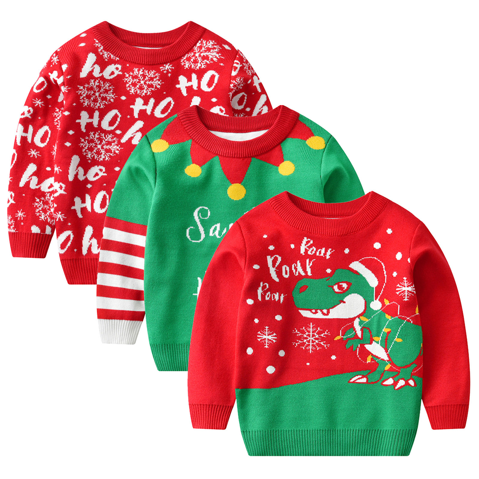 Leisure Children'S Clothing Girls Sweater Knitted Pullover Baby Christmas Double Layer Jacquard Base Coat Ins Kids Boys Clothes