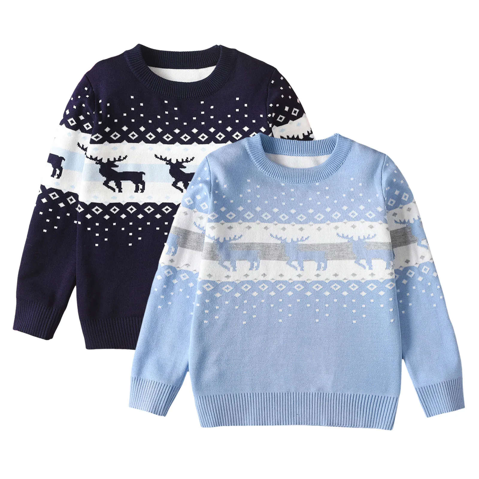 Toddler Boys Girls Christmas Sweaters Cartoon Warm Knitted Sweater Long Sleeve Tops Knitwear Pullovers For Children Boys Clothes