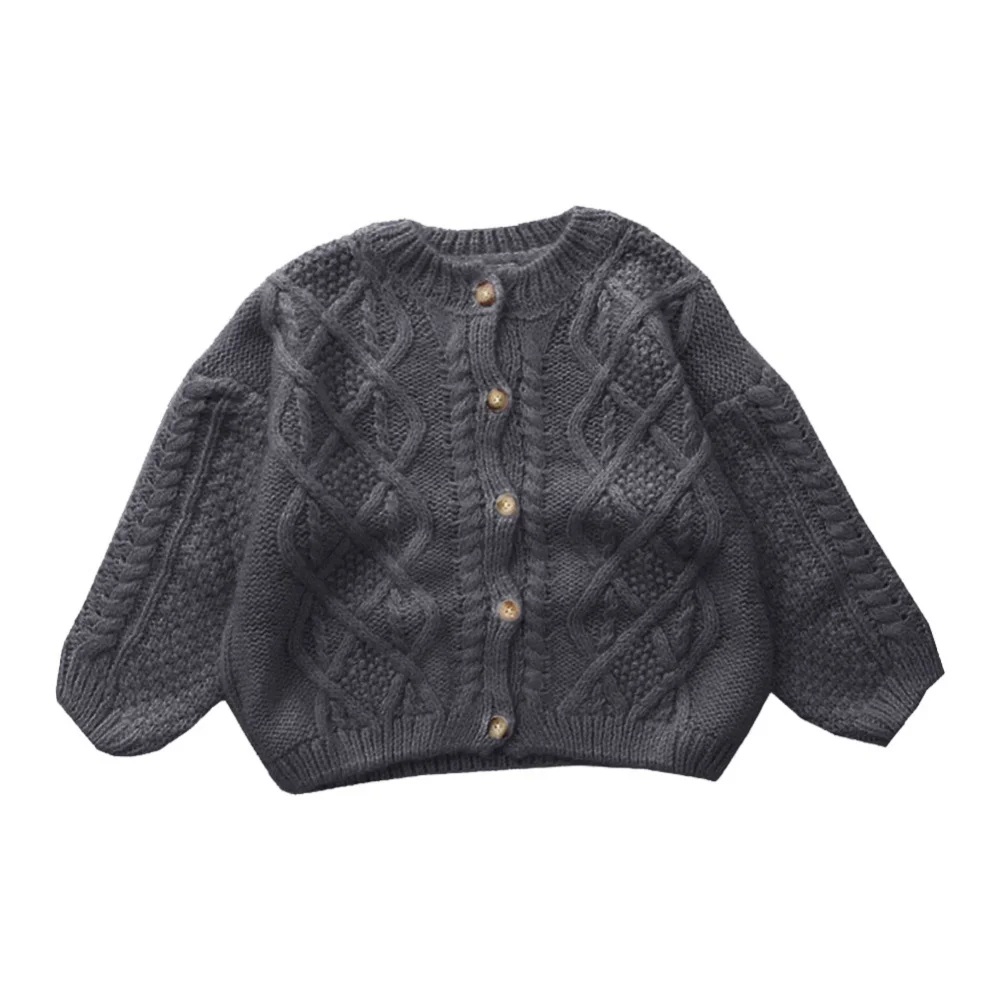 Baywell Autumn Winter Girls Crew Neck Knitted Cardigan Jacket Kids Girl Cardigan Sweater Cute Crochet Sweater 2-8 Years