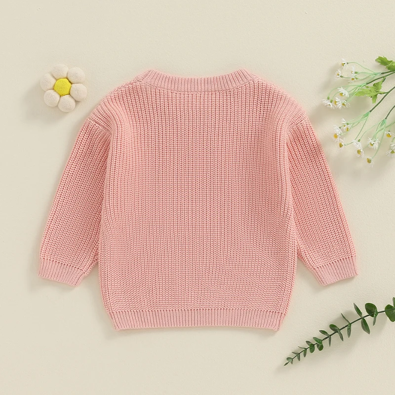 2024-05-15 Lioraitiin Baby Girl Sweaters Cute Long Sleeve Letter Embroidery Knit Pullover Toddler Loose Tops