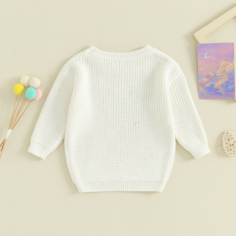 2023-08-18 Lioraitiin 0-18M Toddler Kids Girls Sweater Letter Embroidery Long Sleeve Pullovers Knitted Warm Tops