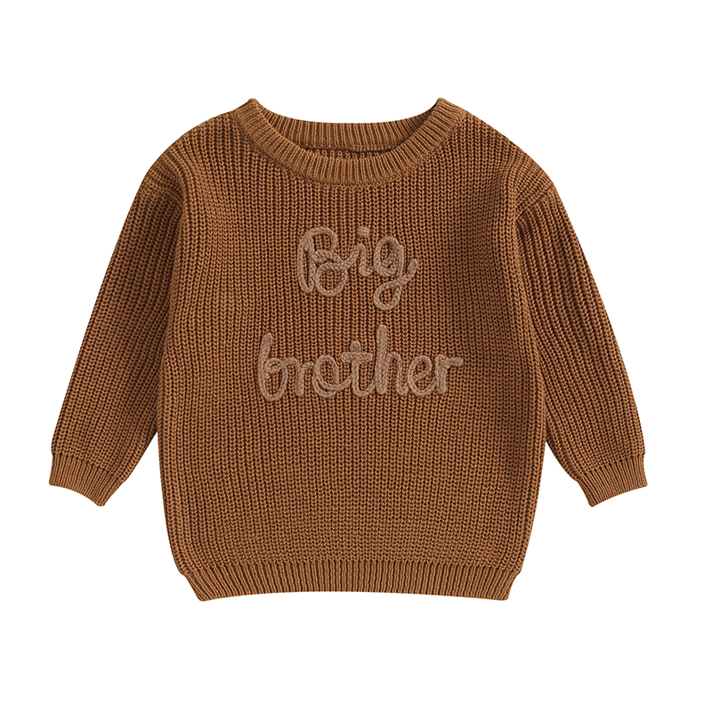 2023-09-18 Lioraitiin 12M-5Y Winter Newborn Kids Boys Sweaters Cotton Long Sleeve Letter Embroidery Pullover Loose Knitwear Tops