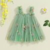 2024-05-23 Lioraitiin Little Girls Summer Princess Dress Sleeveless 3D Flower A-line Sweet Tulle Dresses - Image 2
