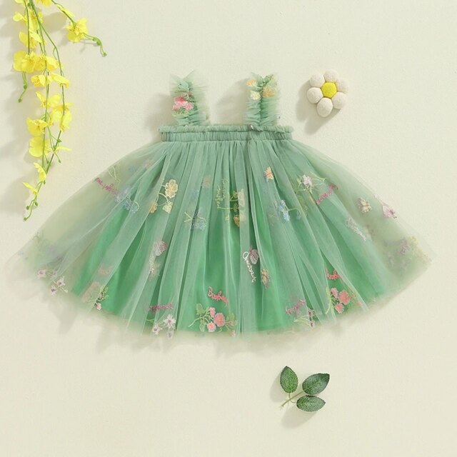 2024-05-23 Lioraitiin Little Girls Summer Princess Dress Sleeveless 3D Flower A-line Sweet Tulle Dresses - Image 3
