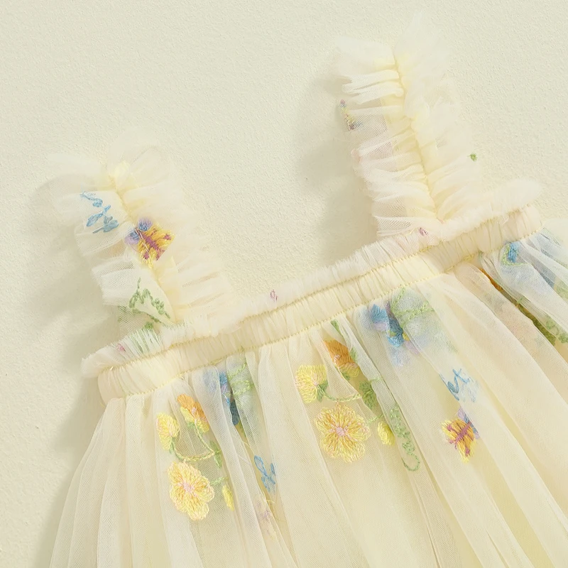 2024-05-23 Lioraitiin Little Girls Summer Princess Dress Sleeveless 3D Flower A-line Sweet Tulle Dresses