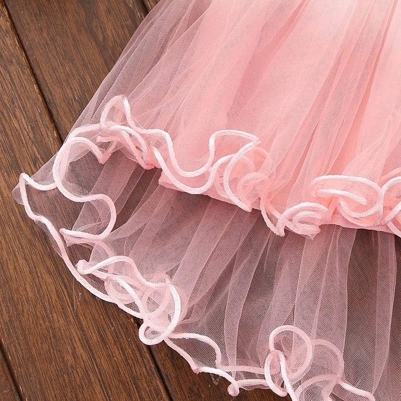 Cute Baby Girls Summer Floral Dress Princess Party Tulle Flower Dresses Toddler Infant Girls Mesh Tutu Dress 0-3Y Clothing