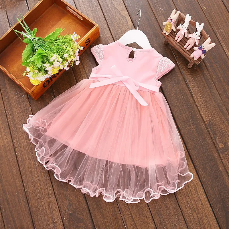 Cute Baby Girls Summer Floral Dress Princess Party Tulle Flower Dresses Toddler Infant Girls Mesh Tutu Dress 0-3Y Clothing