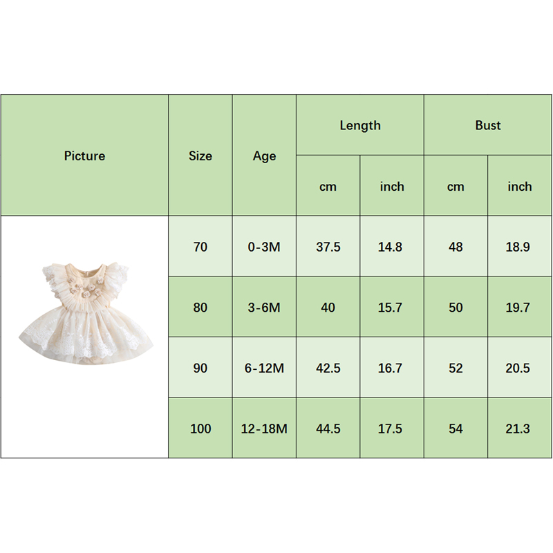 2022-12-30 Lioraitiin 0-18M Baby Girls Dress Fly Sleeve Crew Neck Flower Lace Tulle Patchwork A-line Romper Dress