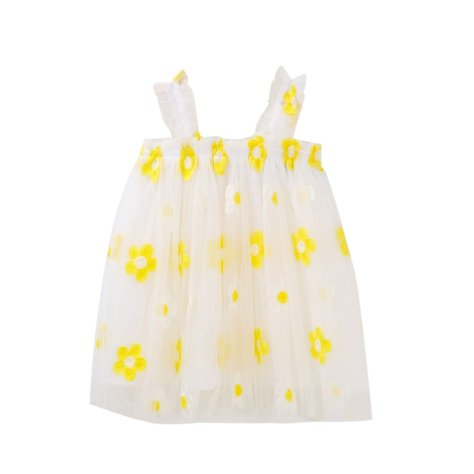 1-6y Toddler Kids Girls Daisy Dress Baby Girl Tulle Princess Birthday Party Dress Floral Summer Sleeveless Beach Tutu Dress 2024