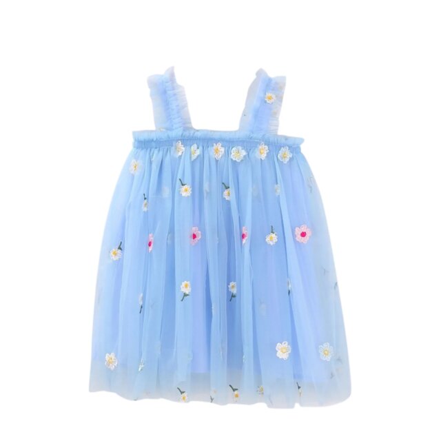 1-6y Toddler Kids Girls Daisy Dress Baby Girl Tulle Princess Birthday Party Dress Floral Summer Sleeveless Beach Tutu Dress 2024 - Image 5