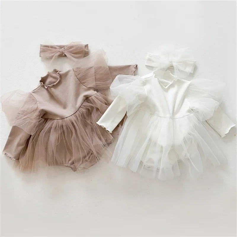 Princess Baby Girl Dresses + Headband Wedding Party Baptism Outfit