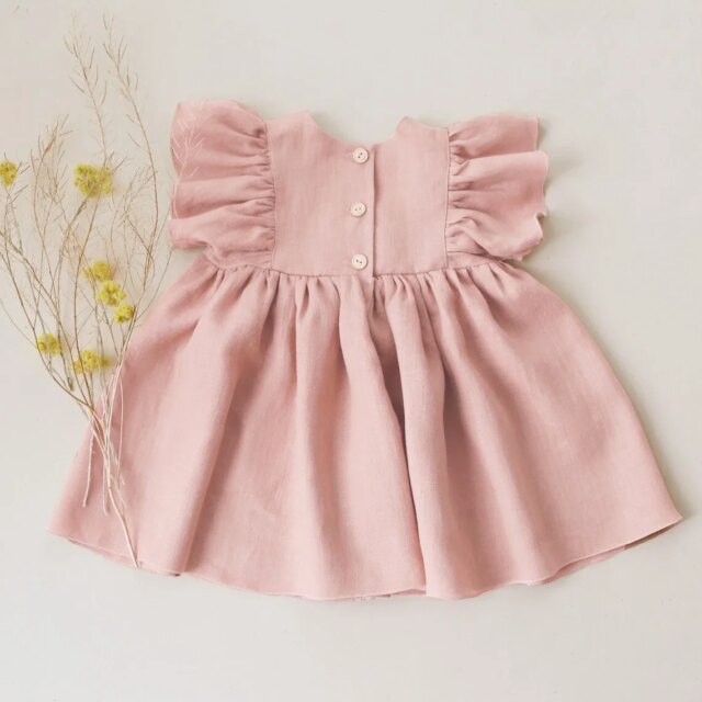 Fashion Summer Baby Girl Cotton Linen Party Princess Birthday Dress Baby Girl Clothes - Image 3