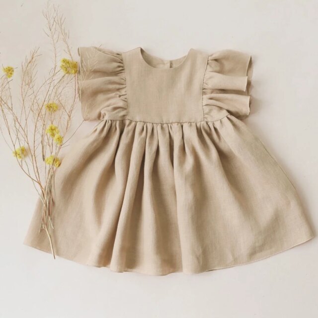 Fashion Summer Baby Girl Cotton Linen Party Princess Birthday Dress Baby Girl Clothes - Image 4