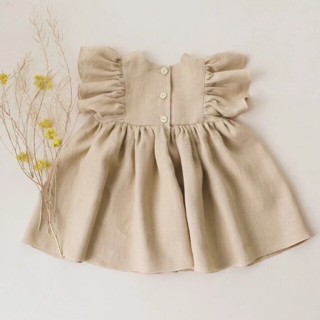 Fashion Summer Baby Girl Cotton Linen Party Princess Birthday Dress Baby Girl Clothes - Image 5