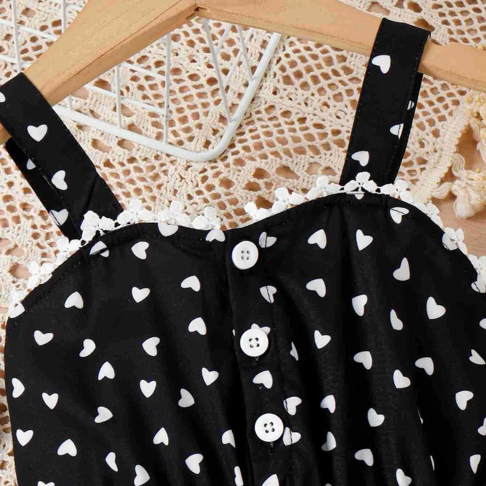 4-7Y Children Sundress For Girls Summer Clothes Spaghetti Strap Heart Printed Kids Dresses With Shoulder Bag Beach Party Dress