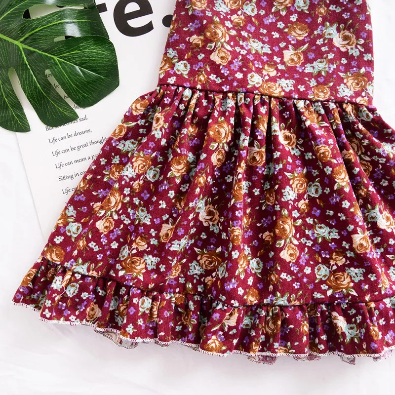 Summer Solid Floral Baby Children Dress Toddler Baby Girls Dress Halter Strap Floral Dress Newest Sleeveless Princess Party