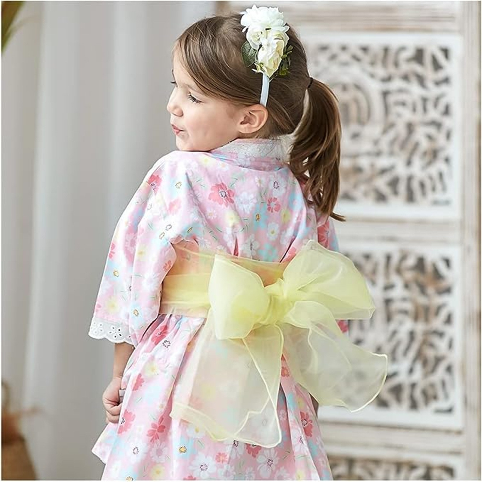 Baby Girl Rompers Japanese Style Kawaii Girls Floral Print Kimono Dress for Kids Costume Infant Yukata Asian Kimono Clothing