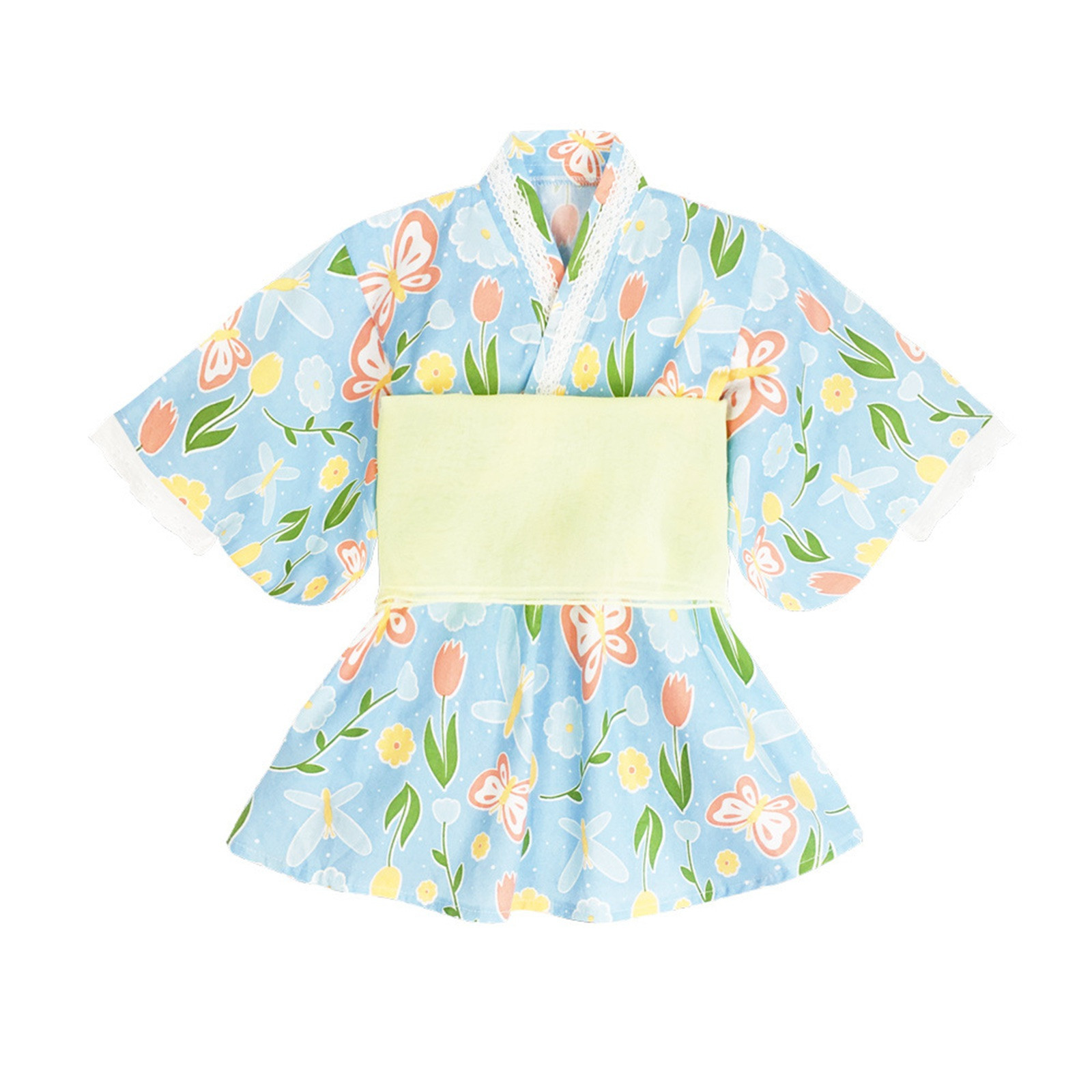 Baby Girl Rompers Japanese Style Kawaii Girls Floral Print Kimono Dress for Kids Costume Infant Yukata Asian Kimono Clothing