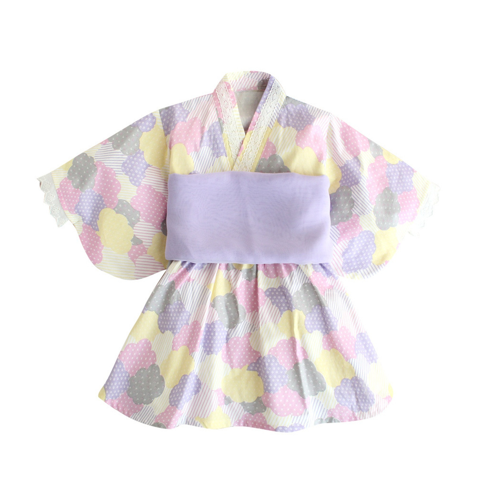 Baby Girl Rompers Japanese Style Kawaii Girls Floral Print Kimono Dress for Kids Costume Infant Yukata Asian Kimono Clothing