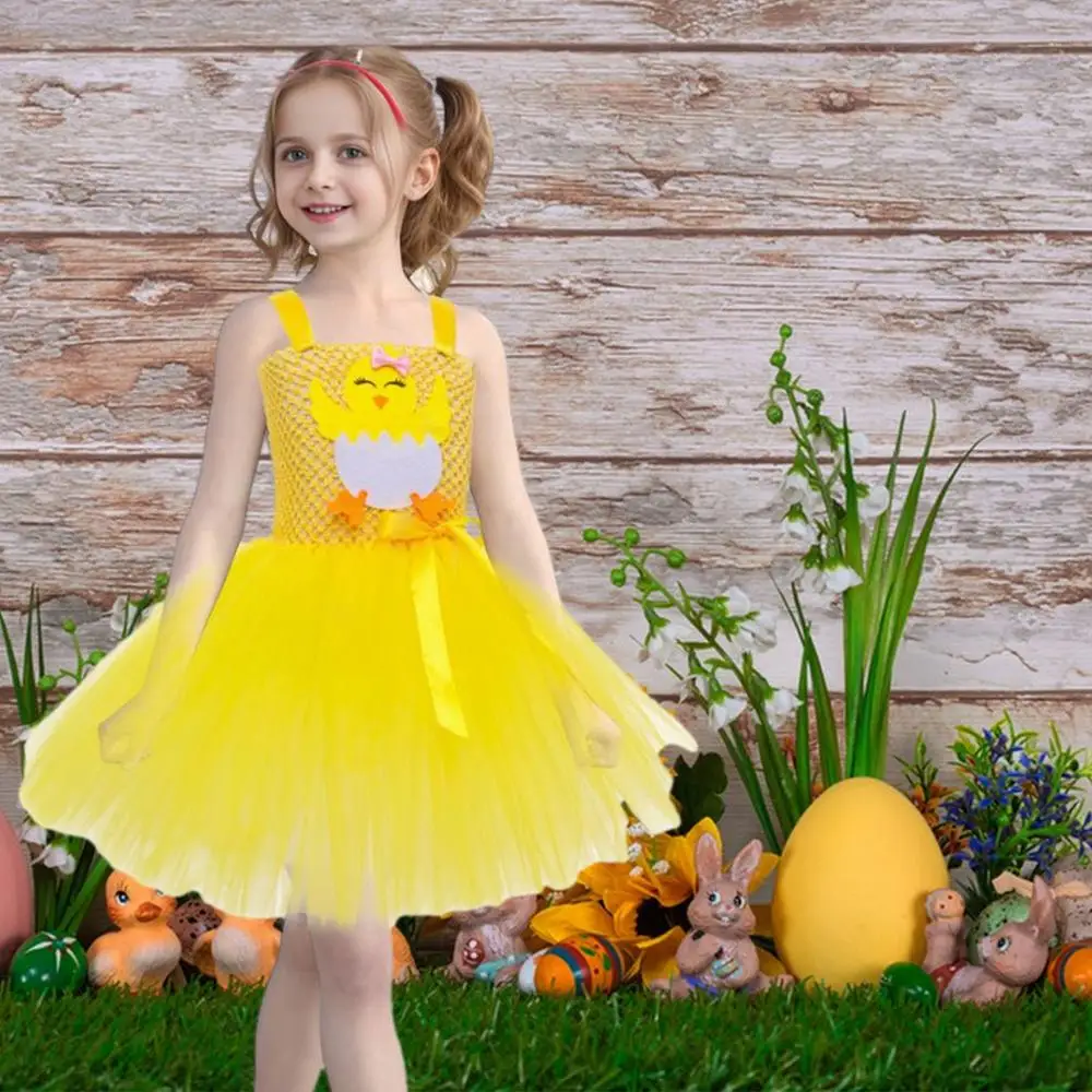 Yellow Tutu Dress For Girls Yellow Sleeveless Tulle Sundress Fancy Costume Party Gift For Birthday Or Special Occasion