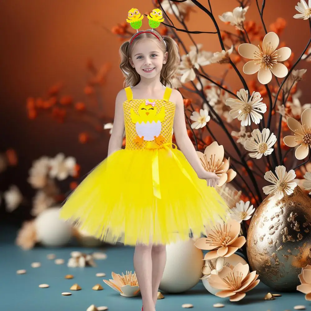 Yellow Tutu Dress For Girls Yellow Sleeveless Tulle Sundress Fancy Costume Party Gift For Birthday Or Special Occasion