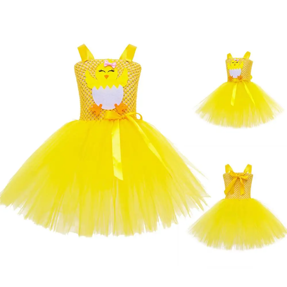 Yellow Tutu Dress For Girls Yellow Sleeveless Tulle Sundress Fancy Costume Party Gift For Birthday Or Special Occasion