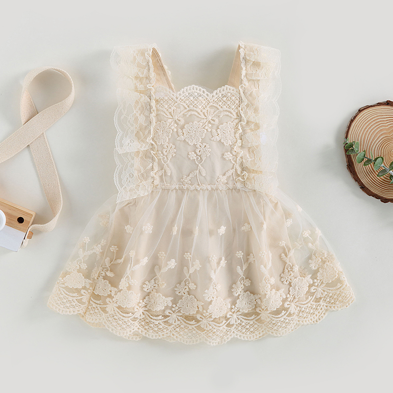 2023-03-21 Lioraitiin 0-6Years Toddler Baby Girls Lace Dress Sleeveless Backless Floral Embroidery Princess Dress