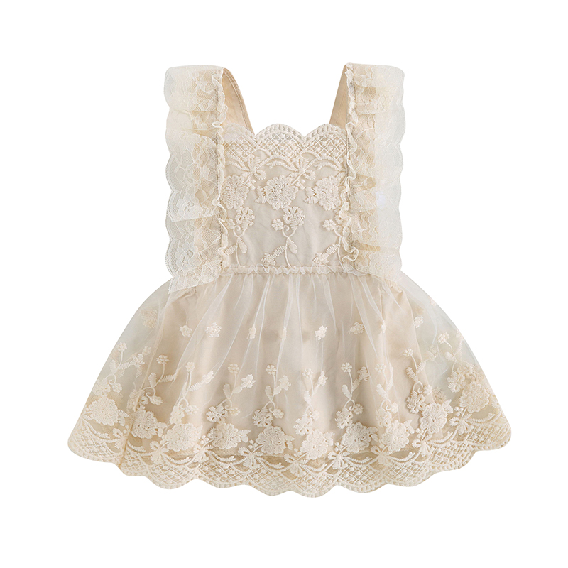 2023-03-21 Lioraitiin 0-6Years Toddler Baby Girls Lace Dress Sleeveless Backless Floral Embroidery Princess Dress