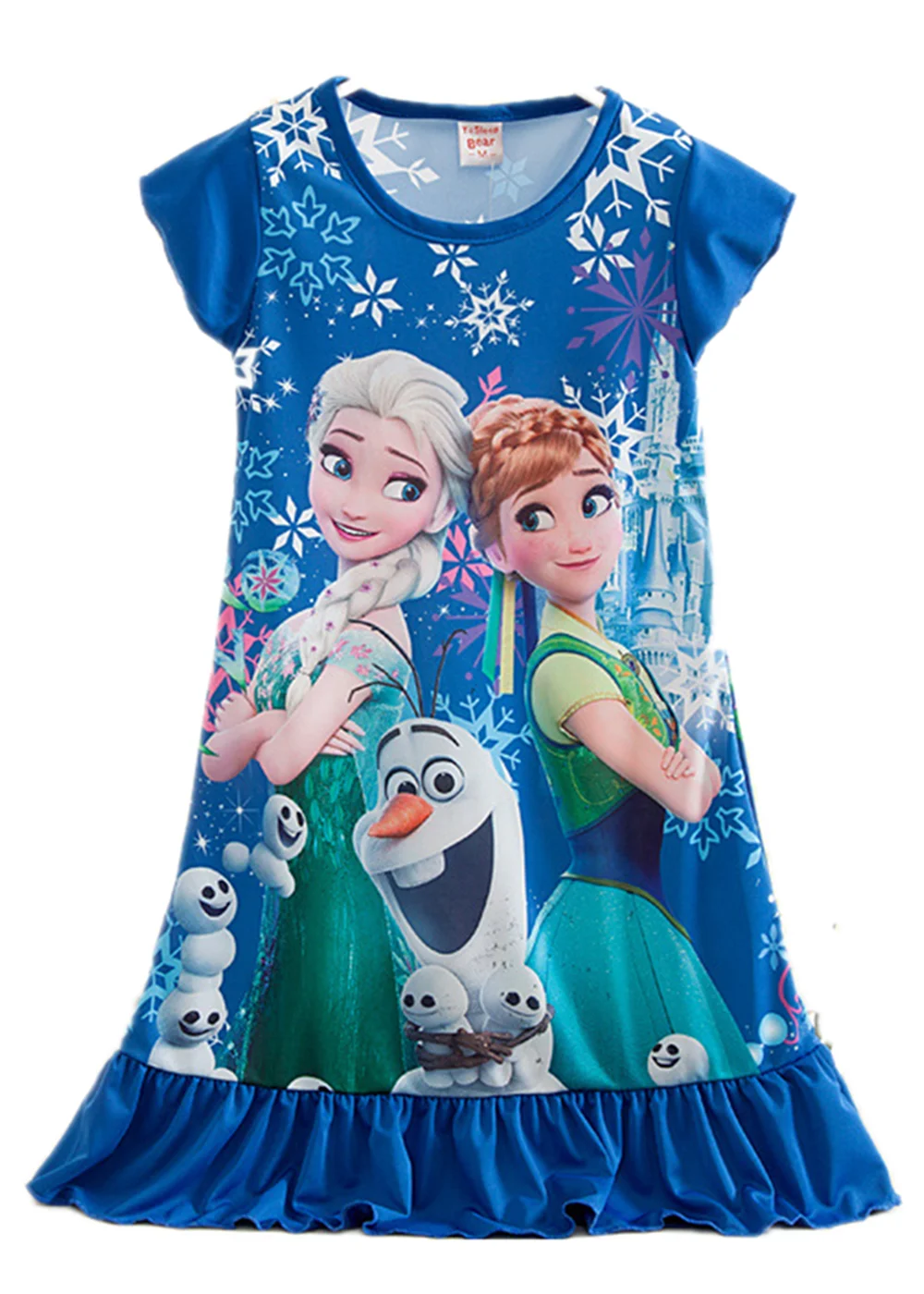 Ship from US 3-10T Little Girls Anna Elsa Dress Toddler Kids Frozen Pajamas Dress Disney Princess Night Gown Home Clothes