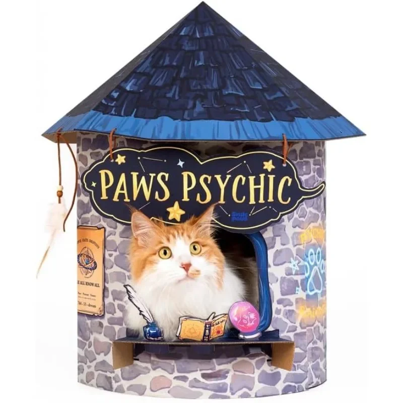 Cat Beds for Indoor Cats, Cardboard Cat House with Scratchers, Izakaya Bar, Large Sturdy Cat Furniture Condo Cave Tent,